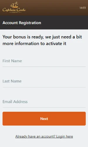 Captain Cooks Casino Sign Up